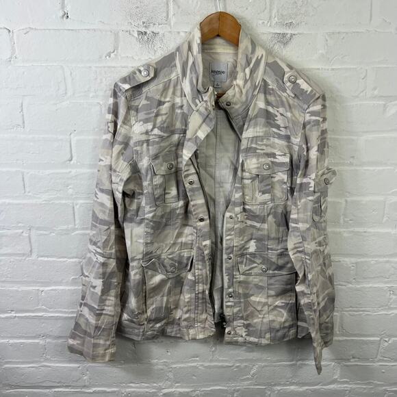 Kenzie Women's Camo Full Zip Utility Jacket  Front Pockets Gray Size Large - Picture 1 of 5